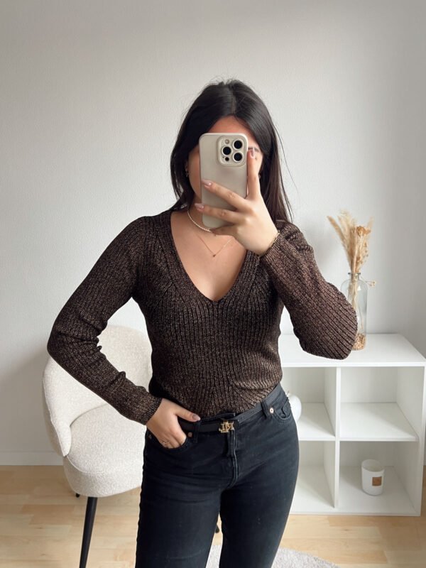 Pull Camaïeu doré - S